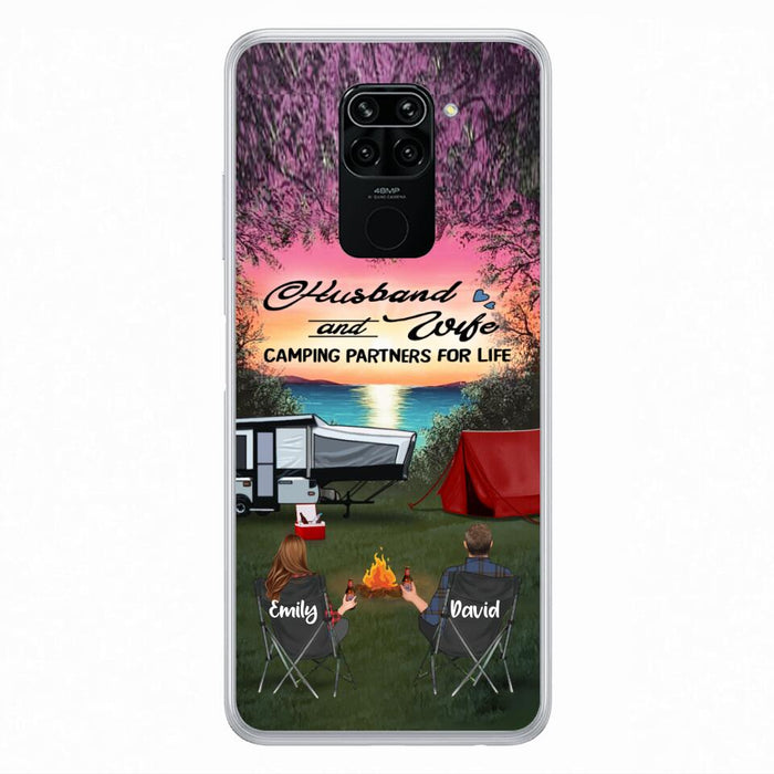 Personalized Camping Phone Case - Couple With Up to 3 Kids And 4 Pets - Gift Idea For Camping Lover - Husband And Wife Camping Partners For Life - Case For Xiaomi, Oppo And Huawei