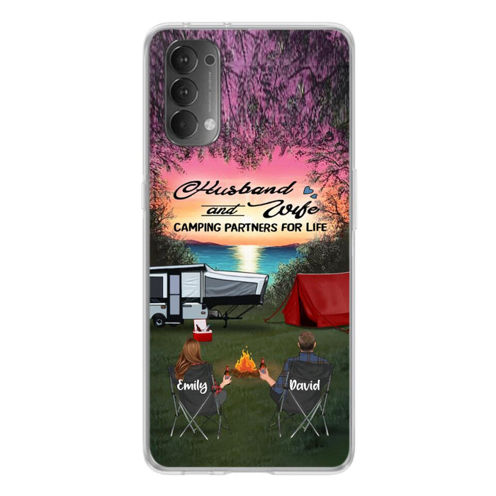 Personalized Camping Phone Case - Couple With Up to 3 Kids And 4 Pets - Gift Idea For Camping Lover - Husband And Wife Camping Partners For Life - Case For Xiaomi, Oppo And Huawei