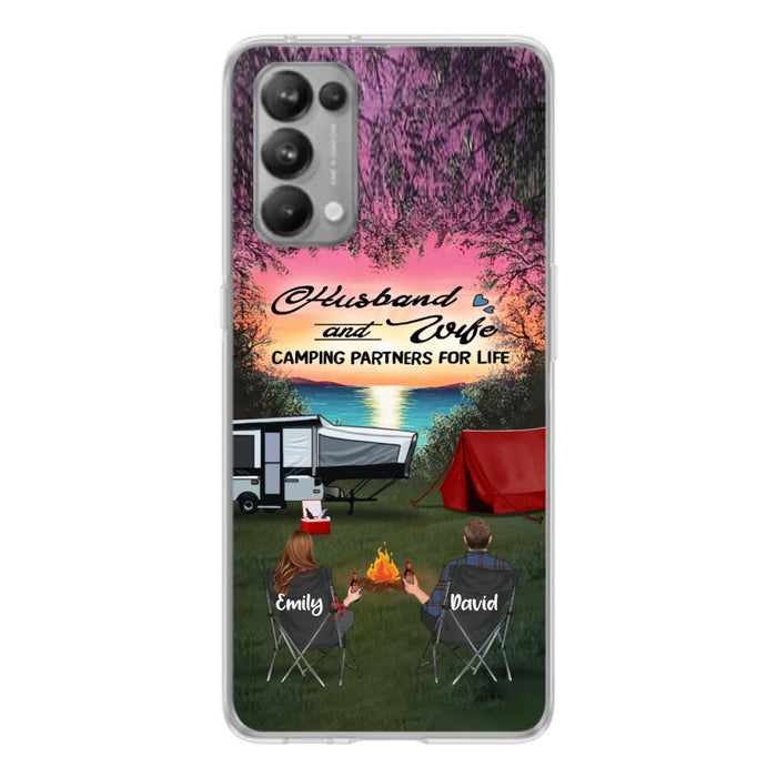 Personalized Camping Phone Case - Couple With Up to 3 Kids And 4 Pets - Gift Idea For Camping Lover - Husband And Wife Camping Partners For Life - Case For Xiaomi, Oppo And Huawei