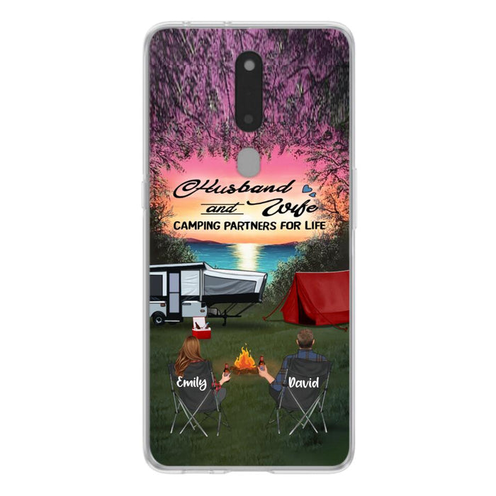 Personalized Camping Phone Case - Couple With Up to 3 Kids And 4 Pets - Gift Idea For Camping Lover - Husband And Wife Camping Partners For Life - Case For Xiaomi, Oppo And Huawei