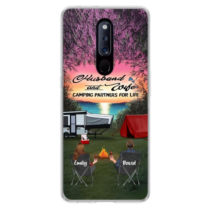 Personalized Camping Phone Case - Couple With Up to 3 Kids And 4 Pets - Gift Idea For Camping Lover - Husband And Wife Camping Partners For Life - Case For Xiaomi, Oppo And Huawei