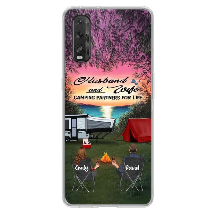 Personalized Camping Phone Case - Couple With Up to 3 Kids And 4 Pets - Gift Idea For Camping Lover - Husband And Wife Camping Partners For Life - Case For Xiaomi, Oppo And Huawei