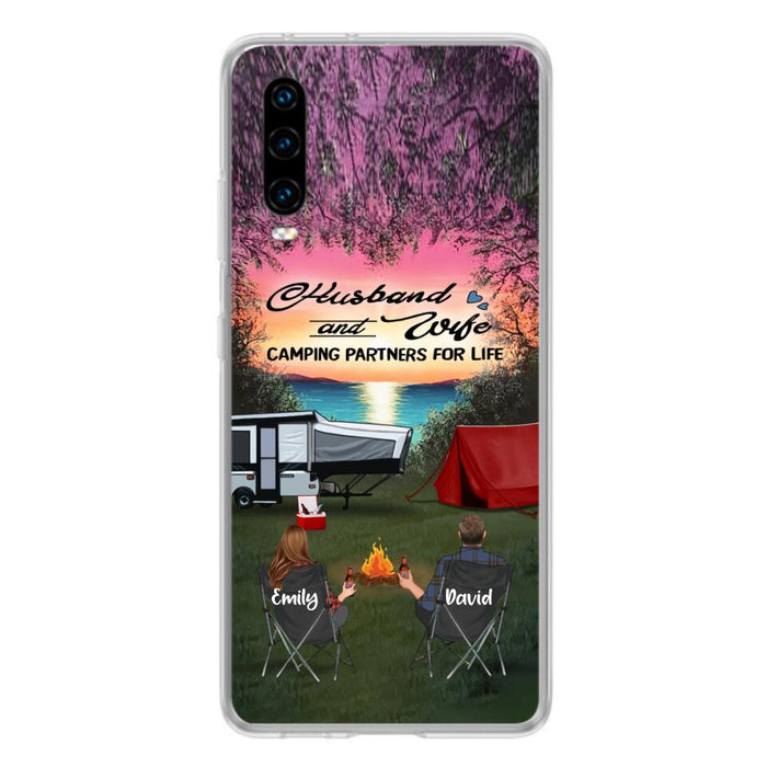 Personalized Camping Phone Case - Couple With Up to 3 Kids And 4 Pets - Gift Idea For Camping Lover - Husband And Wife Camping Partners For Life - Case For Xiaomi, Oppo And Huawei