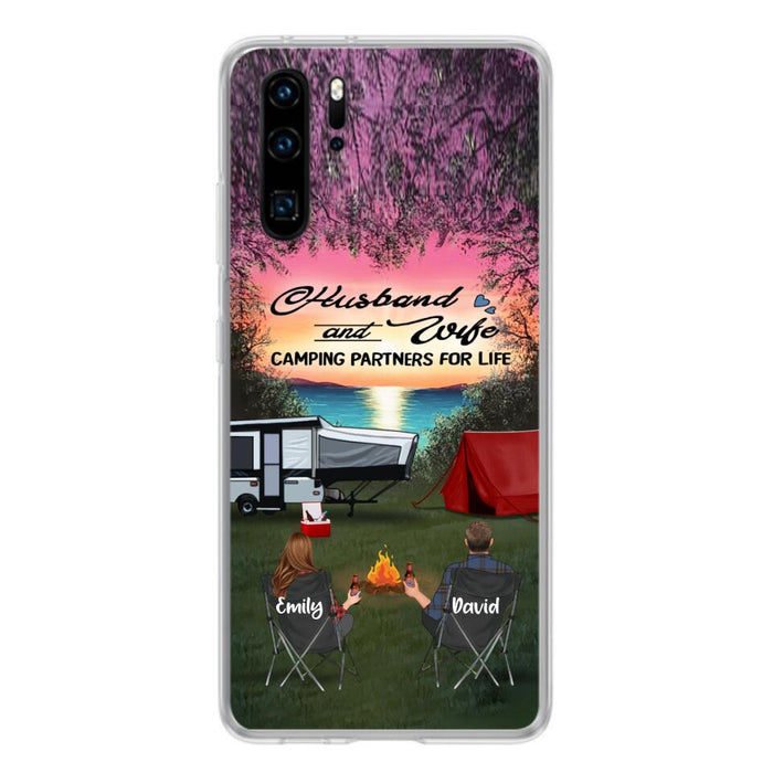 Personalized Camping Phone Case - Couple With Up to 3 Kids And 4 Pets - Gift Idea For Camping Lover - Husband And Wife Camping Partners For Life - Case For Xiaomi, Oppo And Huawei