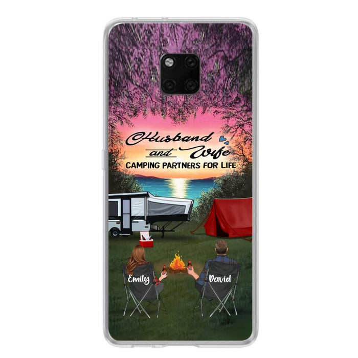 Personalized Camping Phone Case - Couple With Up to 3 Kids And 4 Pets - Gift Idea For Camping Lover - Husband And Wife Camping Partners For Life - Case For Xiaomi, Oppo And Huawei