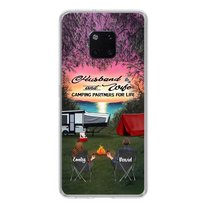 Personalized Camping Phone Case - Couple With Up to 3 Kids And 4 Pets - Gift Idea For Camping Lover - Husband And Wife Camping Partners For Life - Case For Xiaomi, Oppo And Huawei