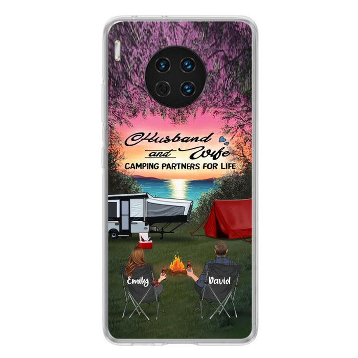 Personalized Camping Phone Case - Couple With Up to 3 Kids And 4 Pets - Gift Idea For Camping Lover - Husband And Wife Camping Partners For Life - Case For Xiaomi, Oppo And Huawei