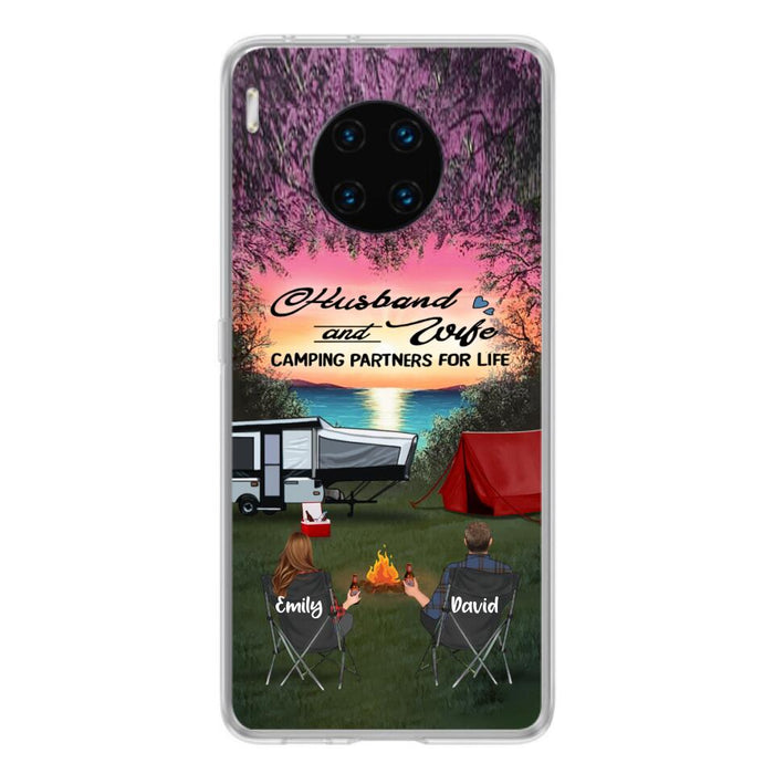 Personalized Camping Phone Case - Couple With Up to 3 Kids And 4 Pets - Gift Idea For Camping Lover - Husband And Wife Camping Partners For Life - Case For Xiaomi, Oppo And Huawei