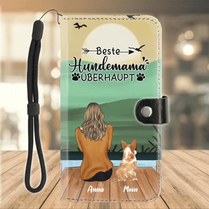 Personalized Dog Mom Phone Wallets - Up to 5 Dogs - Mother's Day Gift Idea For Dog Lovers - German Version - Beste Hundemama Überhaupt