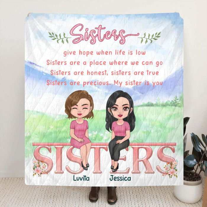 Personalized Sisters Father's Day - Gift Idea For Sister/Sibling - Up to 4 Sisters - Sisters Give Hope When Life Is Low