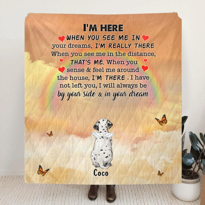 Personalized Memorial Dog Quilt/Fleece Blanket - Gift Idea For Dog Lover - I'm Here