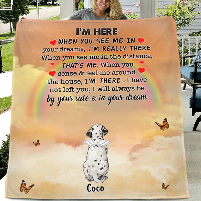 Personalized Memorial Dog Quilt/Fleece Blanket - Gift Idea For Dog Lover - I'm Here