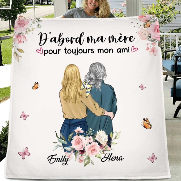 Personalized Mom & Daughter Fleece Throw Blanket/Quilt - Mother's Day Gift Idea From Daughter - D'abord Ma Mere Pour Toujours Mon Ami