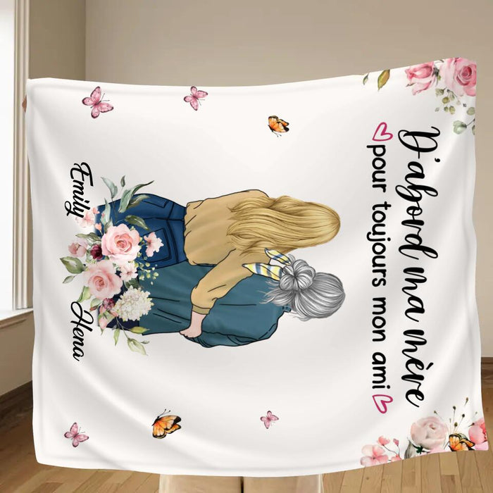 Personalized Mom & Daughter Fleece Throw Blanket/Quilt - Mother's Day Gift Idea From Daughter - D'abord Ma Mere Pour Toujours Mon Ami