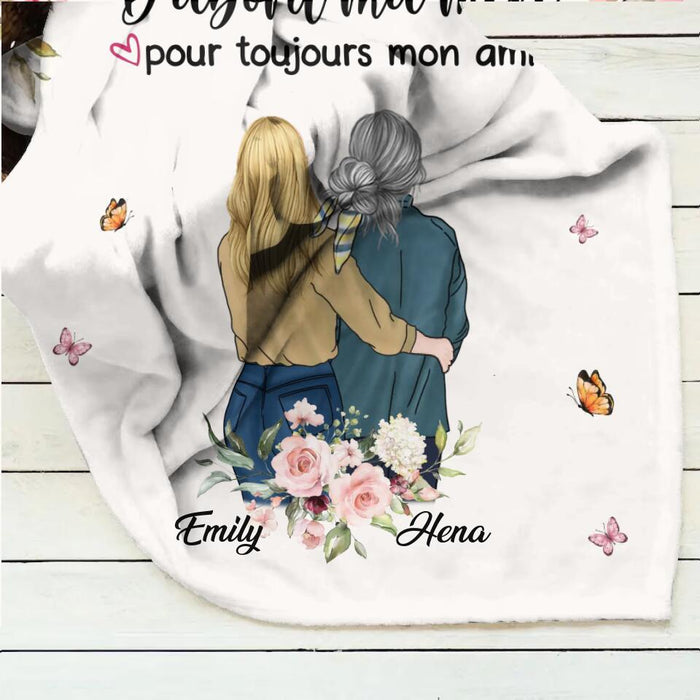 Personalized Mom & Daughter Fleece Throw Blanket/Quilt - Mother's Day Gift Idea From Daughter - D'abord Ma Mere Pour Toujours Mon Ami