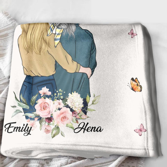 Personalized Mom & Daughter Fleece Throw Blanket/Quilt - Mother's Day Gift Idea From Daughter - D'abord Ma Mere Pour Toujours Mon Ami