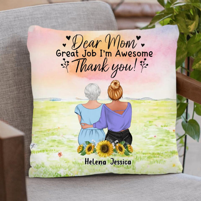 Personalized Mom & Daughter Fleece Throw Blanket/Quilt/Pillow Cover - Mother's Day Gift Idea From Daughter - Dear Mom Great Job I'm Awesome