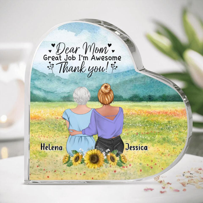 Personalized Mom & Daughter Acrylic Plaque - Mother's Day Gift Idea From Daughter - Dear Mom Great Job I'm Awesome
