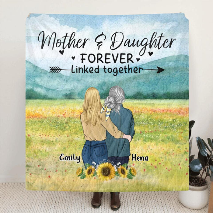 Personalized Mom & Daughter Fleece Throw Blanket/Quilt/Pillow Cover - Mother's Day Gift Idea From Daughter - Mother & Daughter Forever Linked Together