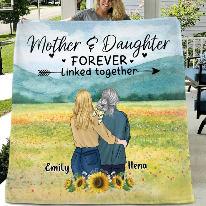 Personalized Mom & Daughter Fleece Throw Blanket/Quilt/Pillow Cover - Mother's Day Gift Idea From Daughter - Mother & Daughter Forever Linked Together