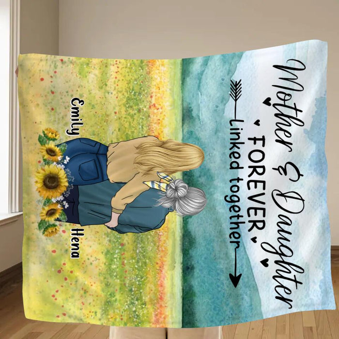 Personalized Mom & Daughter Fleece Throw Blanket/Quilt/Pillow Cover - Mother's Day Gift Idea From Daughter - Mother & Daughter Forever Linked Together