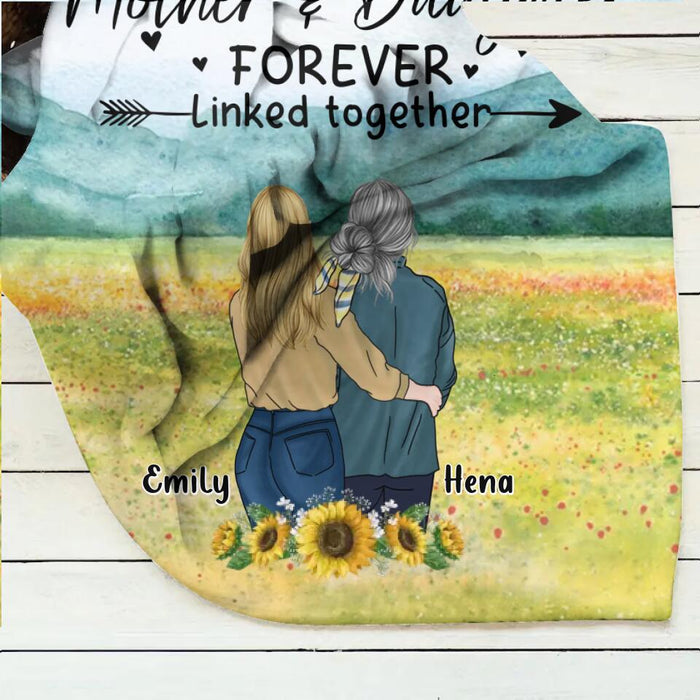 Personalized Mom & Daughter Fleece Throw Blanket/Quilt/Pillow Cover - Mother's Day Gift Idea From Daughter - Mother & Daughter Forever Linked Together