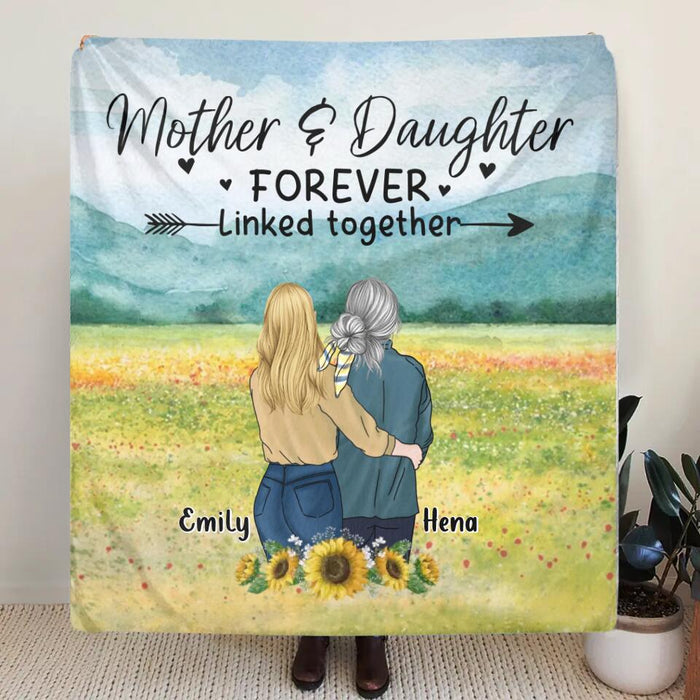 Personalized Mom & Daughter Fleece Throw Blanket/Quilt/Pillow Cover - Mother's Day Gift Idea From Daughter - Mother & Daughter Forever Linked Together