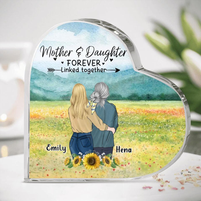 Personalized Mom & Daughter Acrylic Plaque - Mother's Day Gift Idea From Daughter - Mother & Daughter Forever Linked Together