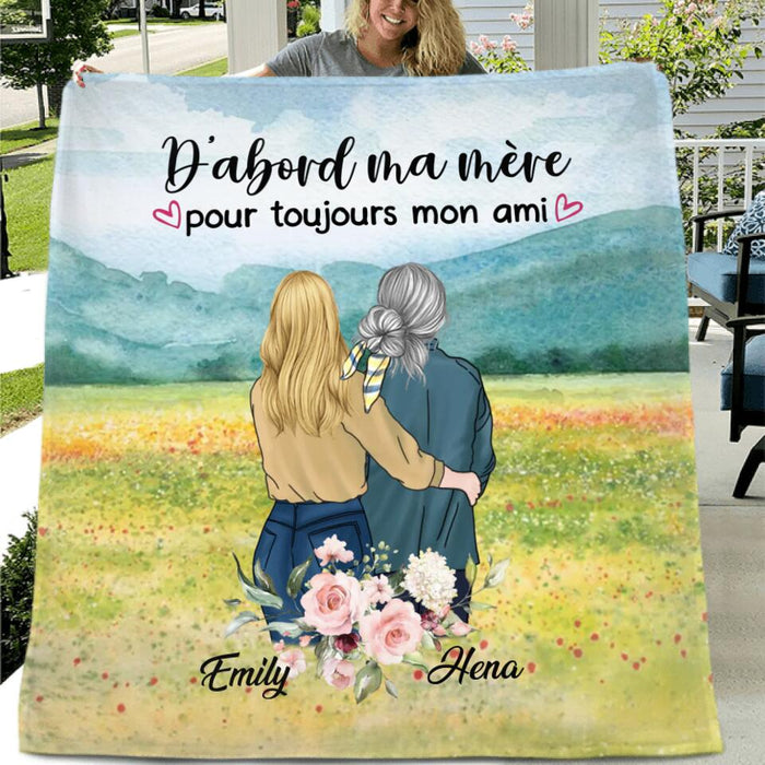Personalized Mom & Daughter Fleece Throw Blanket/Quilt - Best Gift Idea For Mother's Day - D'abord Ma Mere Pour Toujours Mon Ami
