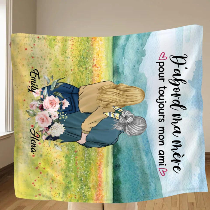 Personalized Mom & Daughter Fleece Throw Blanket/Quilt - Best Gift Idea For Mother's Day - D'abord Ma Mere Pour Toujours Mon Ami
