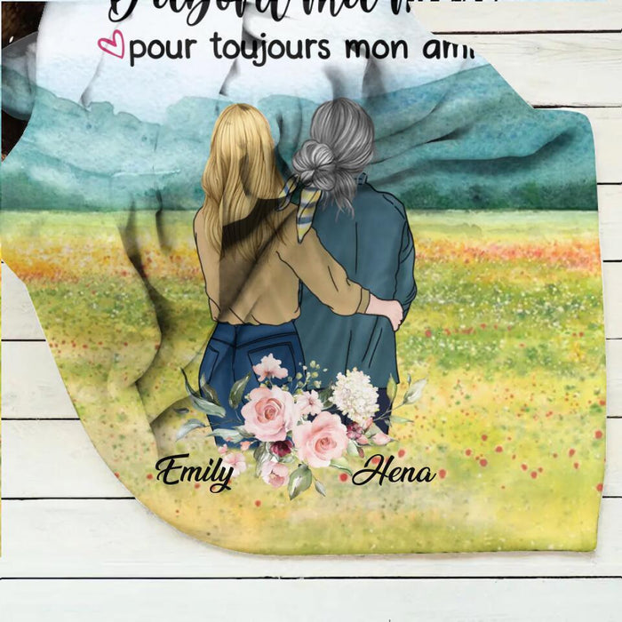 Personalized Mom & Daughter Fleece Throw Blanket/Quilt - Best Gift Idea For Mother's Day - D'abord Ma Mere Pour Toujours Mon Ami