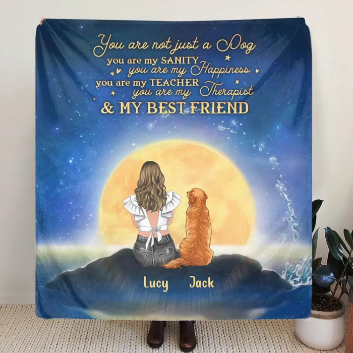 Personalized Dog Mom Fleece Throw Blanket/Quilt - Mother's Day Gift Idea For Dog Lover - Up to 4 Dogs - You Are Not Just A Dog