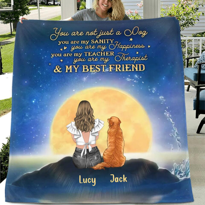 Personalized Dog Mom Fleece Throw Blanket/Quilt - Mother's Day Gift Idea For Dog Lover - Up to 4 Dogs - You Are Not Just A Dog