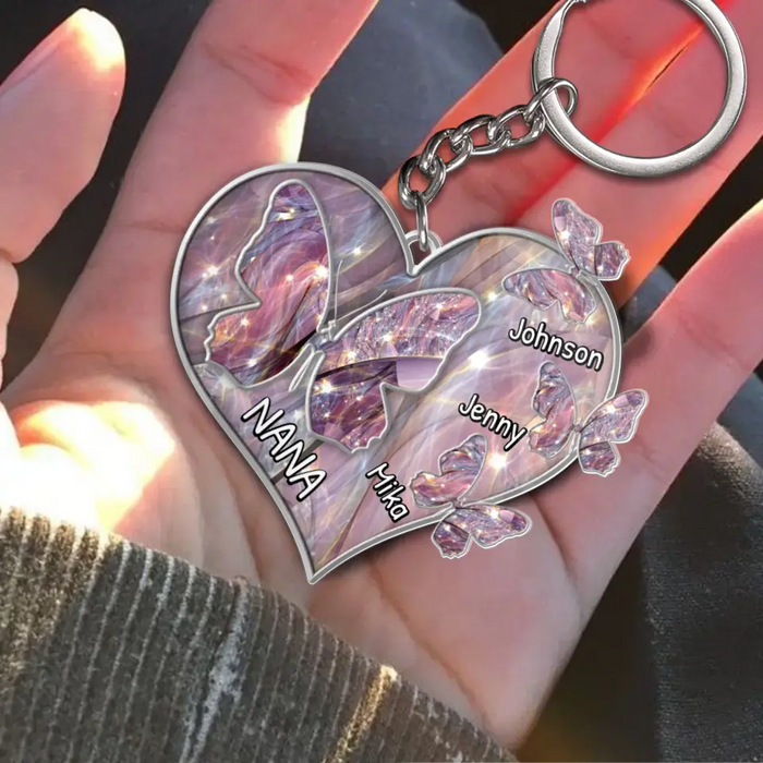 Personalized Butterfly Acrylic Keychain - Up to 3 Children - Best Gift Idea For Mother's Day
