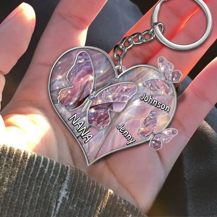 Personalized Butterfly Acrylic Keychain - Up to 3 Children - Best Gift Idea For Mother's Day