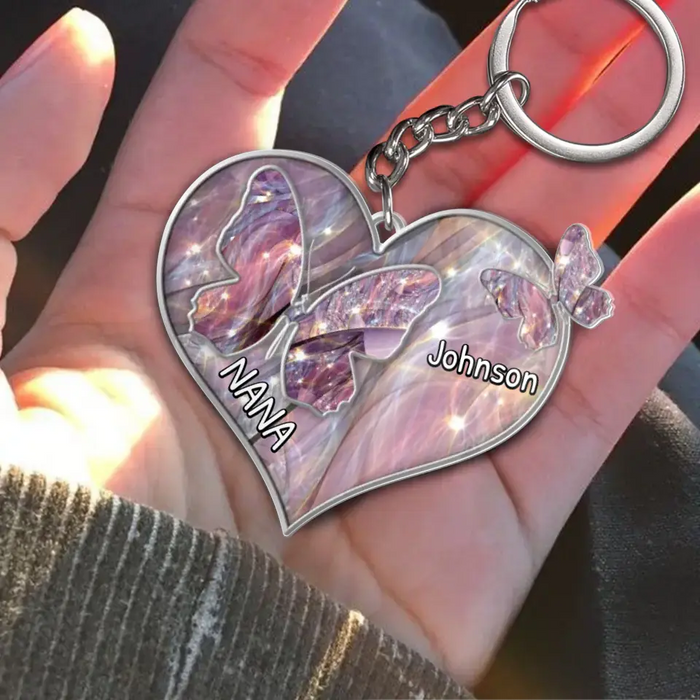 Personalized Butterfly Acrylic Keychain - Up to 3 Children - Best Gift Idea For Mother's Day