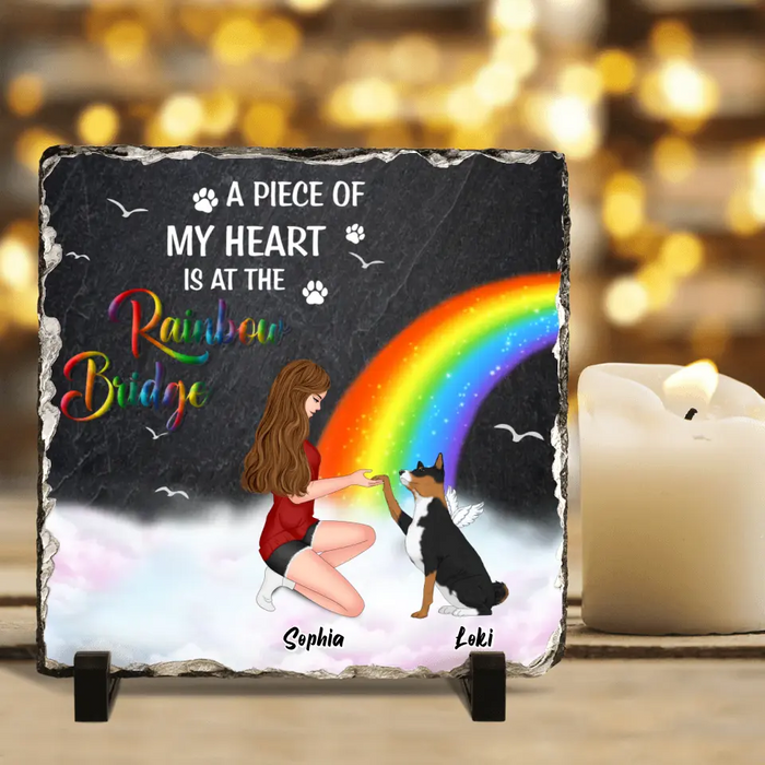 Personalized Dog Mom Lithograph - Memorial Gift Idea for Dog Owners/Mother's Day - A Piece Of My Heart Is At The Rainbow Bridge