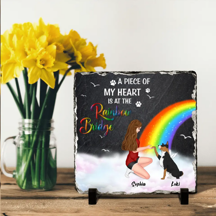 Personalized Dog Mom Lithograph - Memorial Gift Idea for Dog Owners/Mother's Day - A Piece Of My Heart Is At The Rainbow Bridge