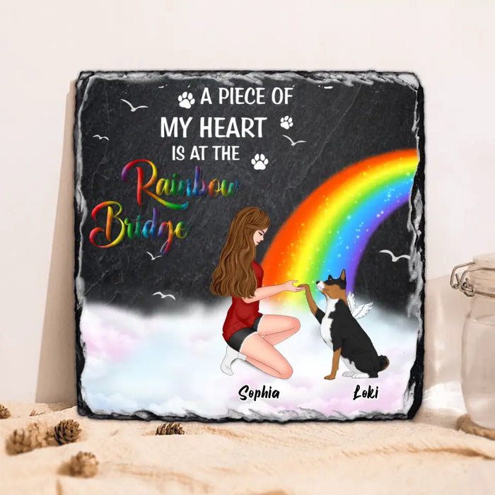 Personalized Dog Mom Lithograph - Memorial Gift Idea for Dog Owners/Mother's Day - A Piece Of My Heart Is At The Rainbow Bridge
