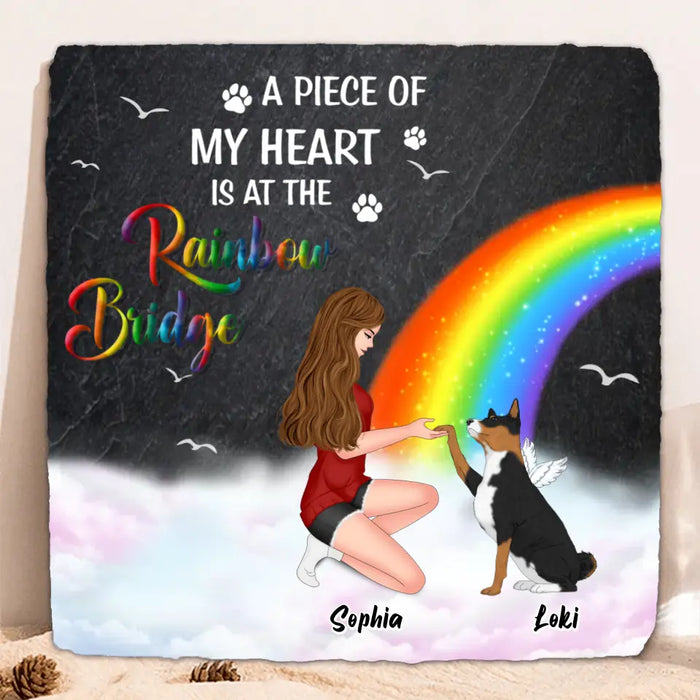 Personalized Dog Mom Lithograph - Memorial Gift Idea for Dog Owners/Mother's Day - A Piece Of My Heart Is At The Rainbow Bridge