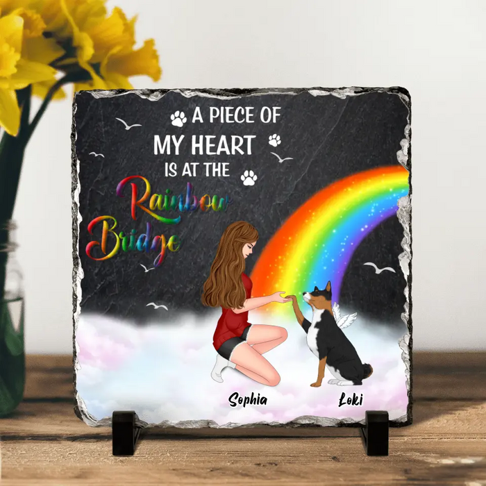 Personalized Dog Mom Lithograph - Memorial Gift Idea for Dog Owners/Mother's Day - A Piece Of My Heart Is At The Rainbow Bridge
