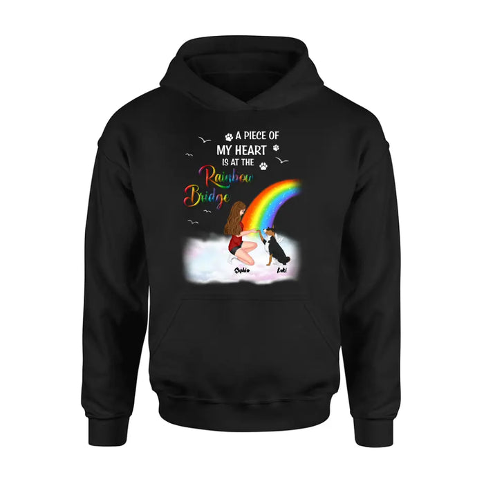 Personalized Dog Mom Shirt - Memorial Gift Idea for Dog Owners/Mother's Day - A Piece Of My Heart Is At The Rainbow Bridge