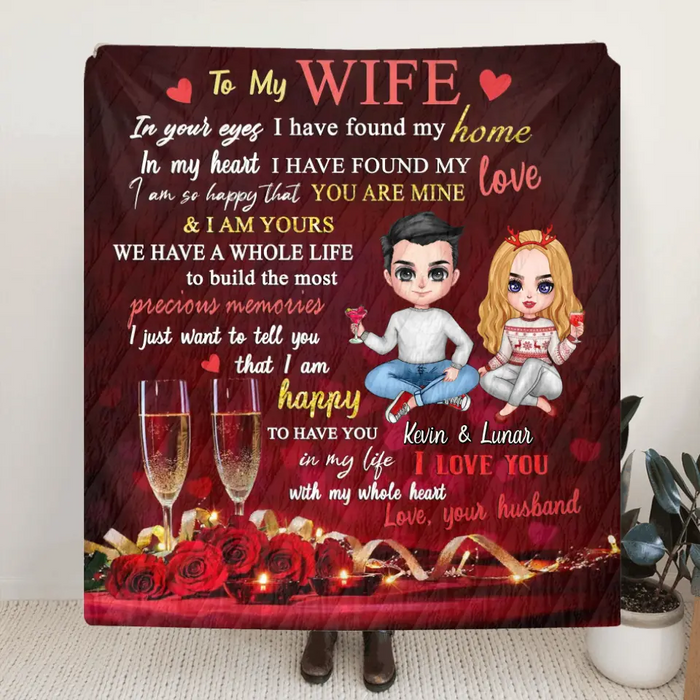 Personalized Couple Quilt/Fleece Blanket - Gift Idea For Wife/Girlfriend - To My Wife