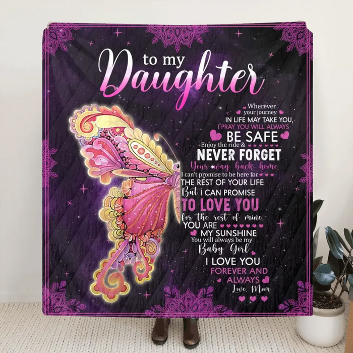Personalized Daughter Fleece Throw Blanket/Quilt - Gift Idea For Daughter From Mom - To My Daughter
