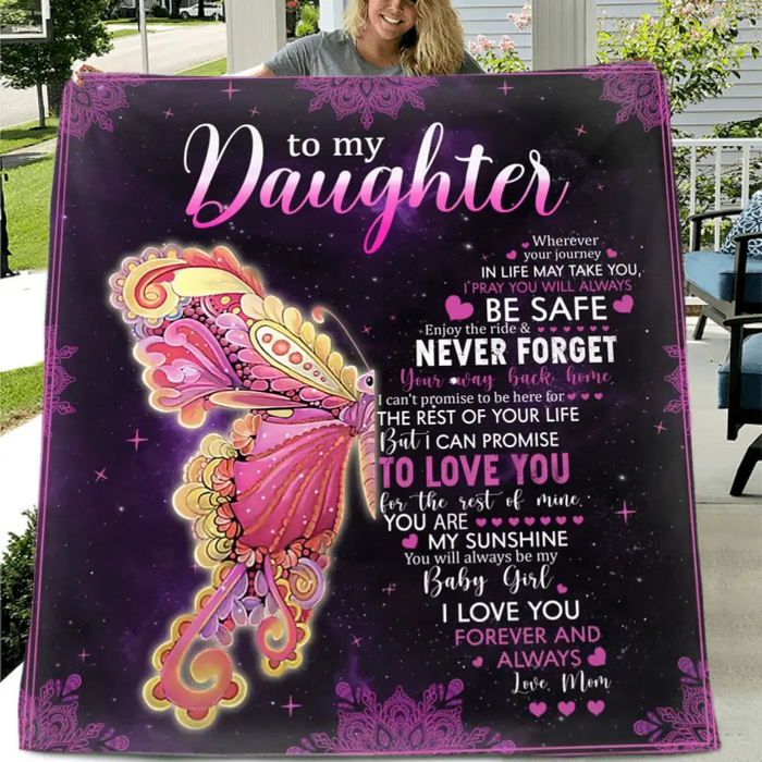 Personalized Daughter Fleece Throw Blanket/Quilt - Gift Idea For Daughter From Mom - To My Daughter