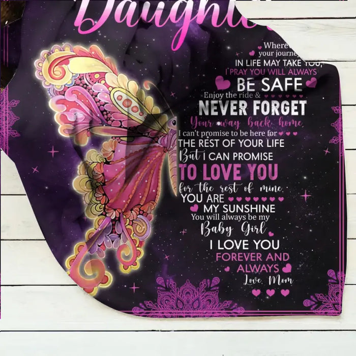 Personalized Daughter Fleece Throw Blanket/Quilt - Gift Idea For Daughter From Mom - To My Daughter