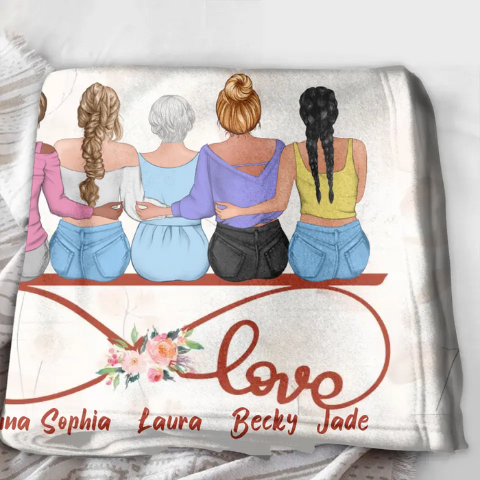Personalized Mom Fleece Throw Blanket/Quilt - Mother With Up to 4 Daughters - Gift Idea For Mother's Day From Daughter - We Love You To The Moon And Back Again