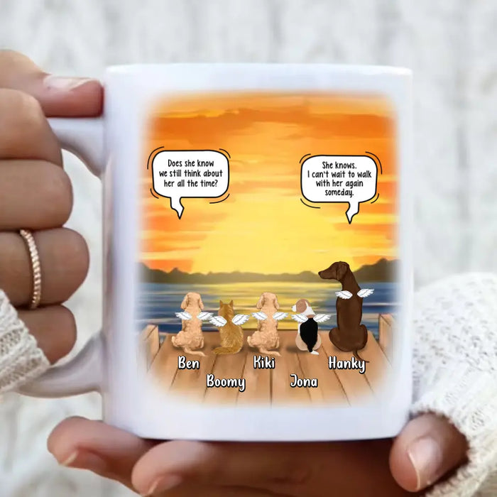 Personalized Memorial Pet Coffee Mug - Up to 5 Pets - Memorial Gift Idea For Dog/Cat Lovers - I Can't Wait To Walk With Her Again Someday