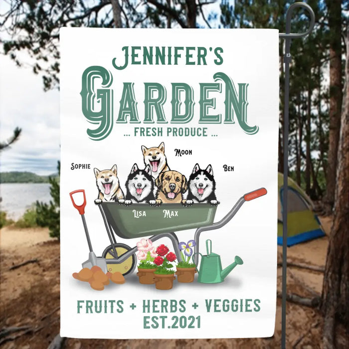 Personalized Dog Garden Flag - Up to 5 Dogs -  Best Gift For Dog Lovers - Garden Fresh Produce