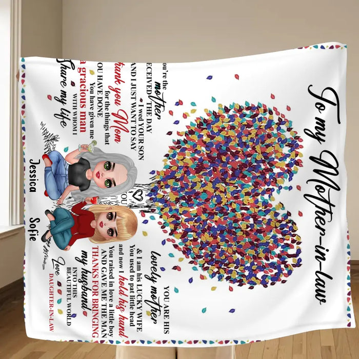 Personalized Mom Fleece Throw Blanket/Quilt - Mother's Day Gift Idea For Mother-In-Law - You're The Mother I Received The Day I Wed Your Son
